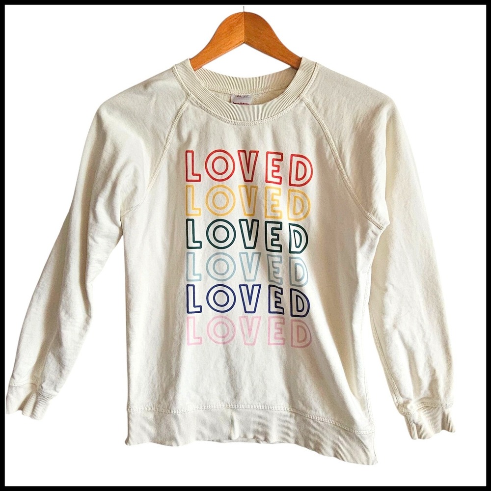 Hanna Andersson Loved Graphic Sweatshirt Crew Neck Top Kids Size 12